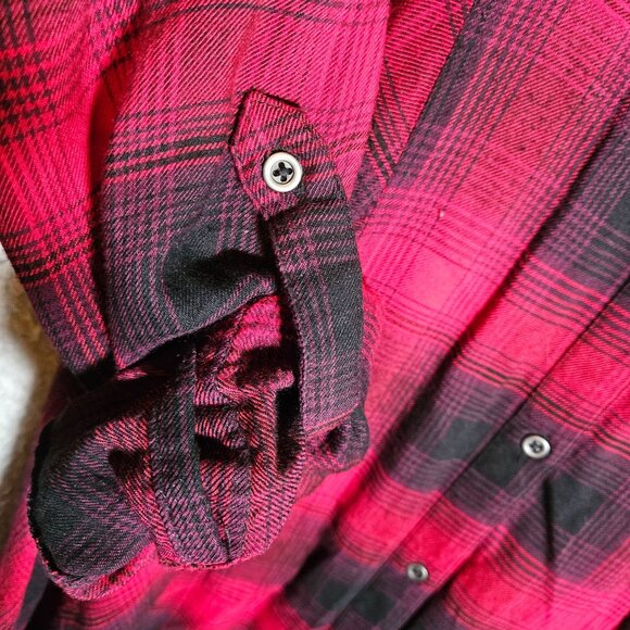 VTG Woman American Blues Red Black Plaid Embroidered Button-Up Long Sleeve Shirt - Picture 7 of 14